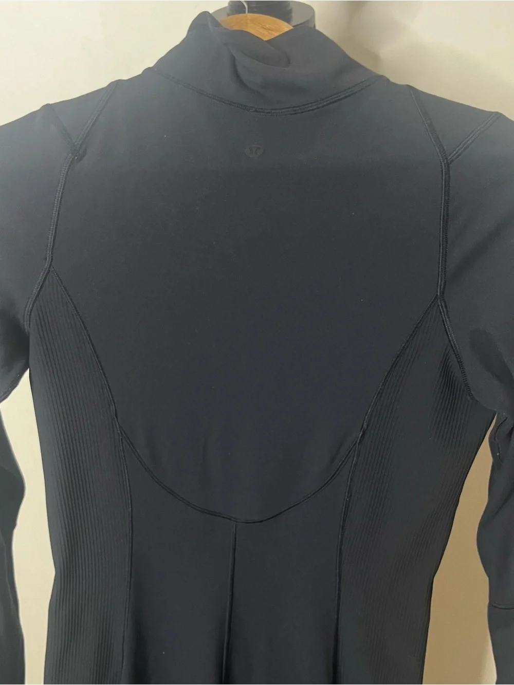 Lululemon It’s Rulu Women’s Black Mockneck Ribbed Panel Stretch Midi Dress Sz 6
